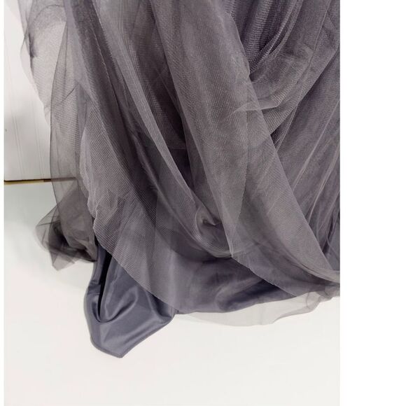 WToo by Watters Strapless Bobbinet Long Bridesmaid Dress Pewter Gray Size 12 - Picture 6 of 14